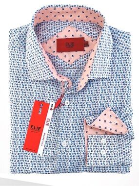 Elie Balleh Milano Italy Button Down Shirt Mens Long Sleeves Circle Dots Print